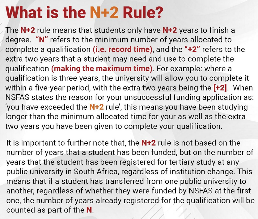 What is NSFAS N+2 Rule?