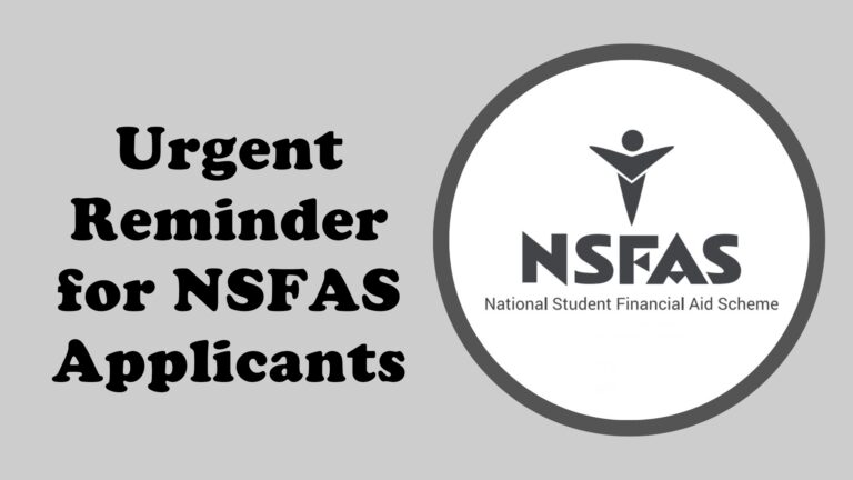Urgent Reminder for NSFAS Applicants